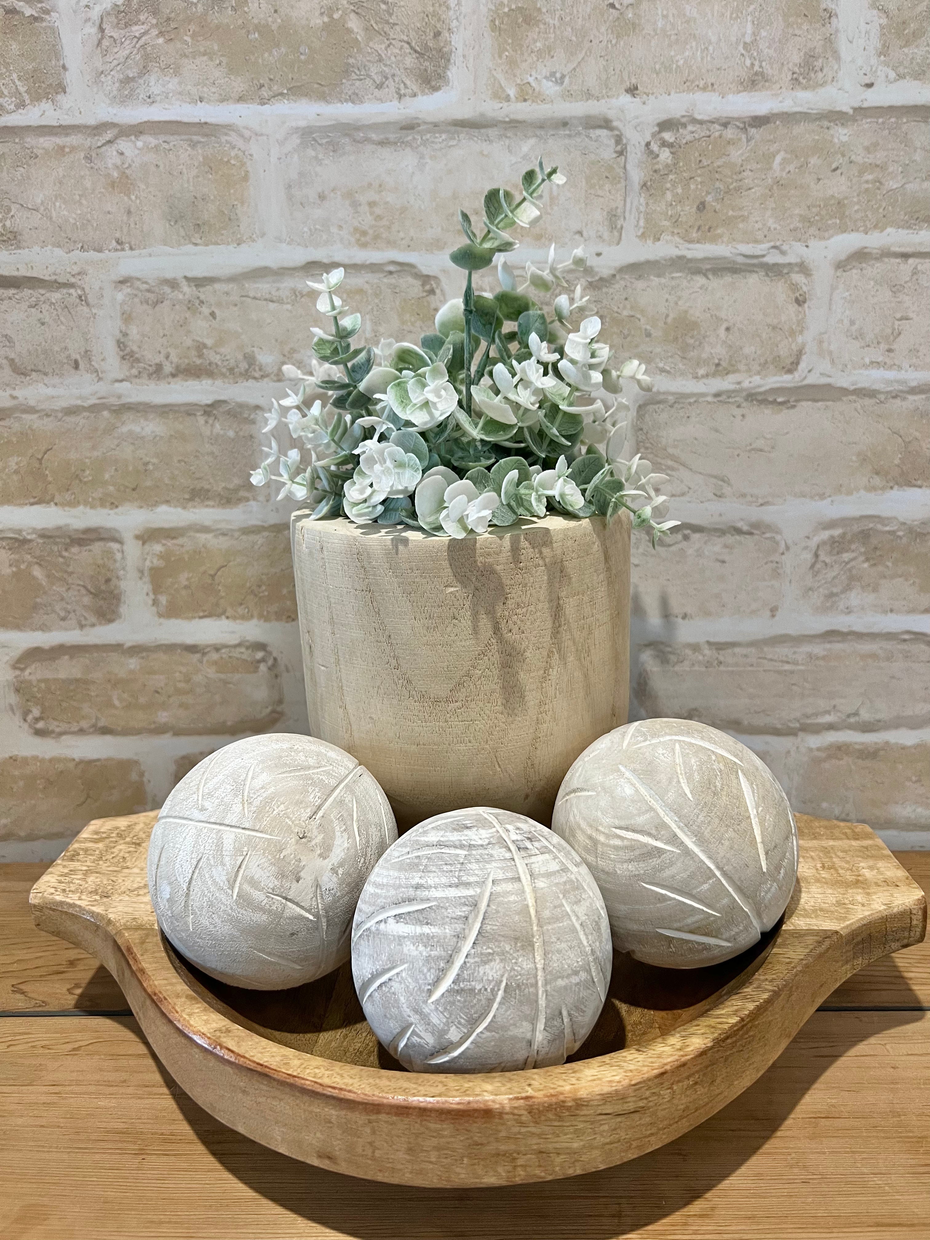 Carved Wood Ball JJ & Co Homewares