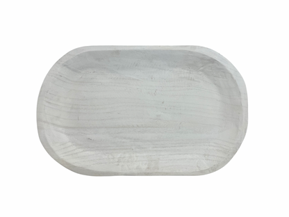 Oakley Oval Whitewash Timber Tray