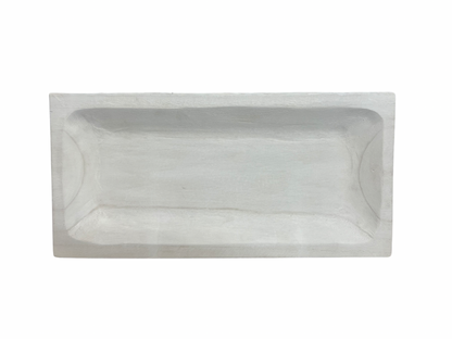 Flat Rectangle Timber Whitewash Tray