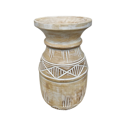 Budi Carved Milk Can Pot Natural