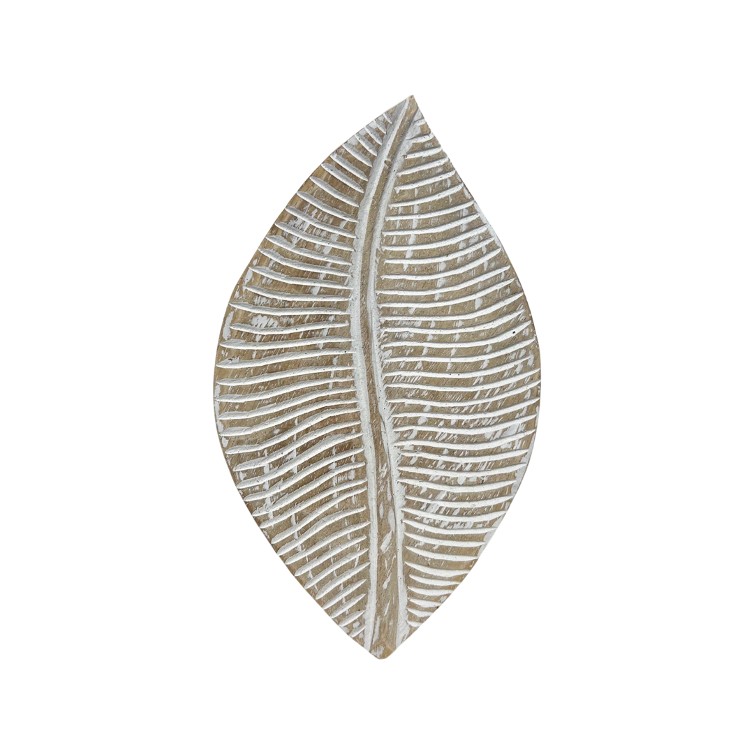 Nova Carved Leaf Tray Natual 3 sizes