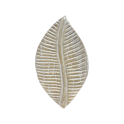 Nova Carved Leaf Tray Natual 3 sizes