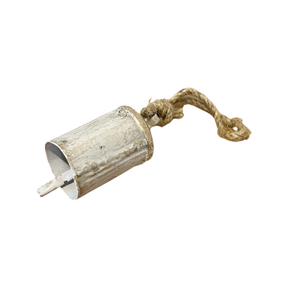 Metal Bell with Jute Rope Whitewash Asst Sizes