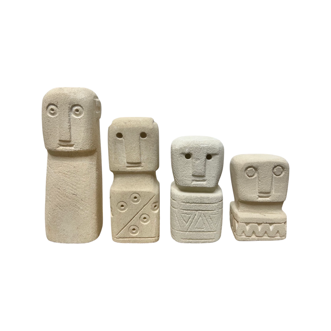 Stone Men Statues Cream 4 Asst