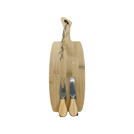 Bamboo Serving Board with Cheese Knives