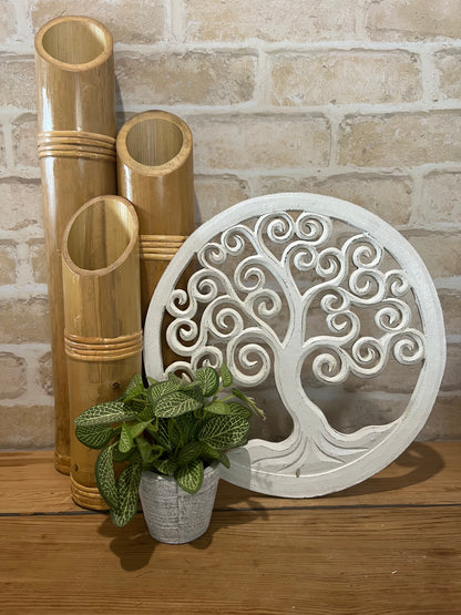 Carved Tree of Life Circle White