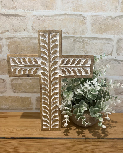 Carved Vine Wooden Cross