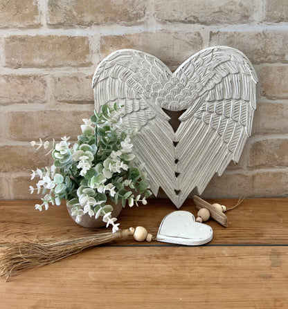 Wooden Angel Wings White