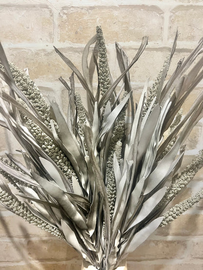 Leafy Grass Single Stem Silver