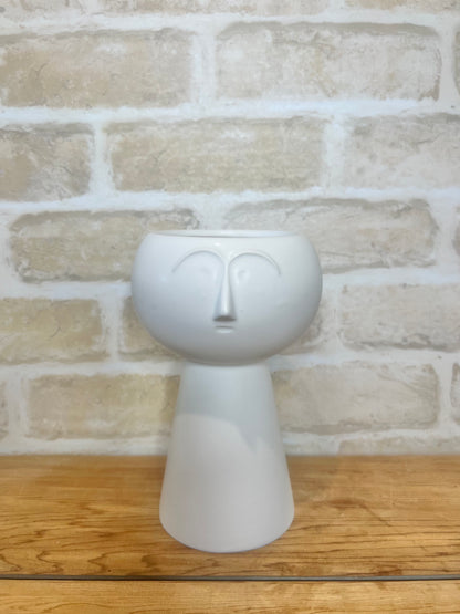 White Ceramic Face Planter