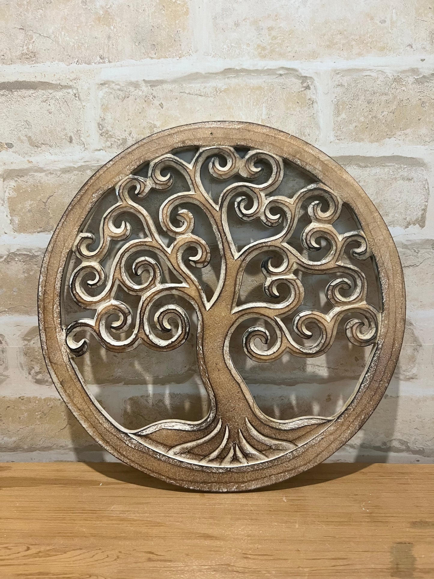 Carved Tree of Life Circle Natural