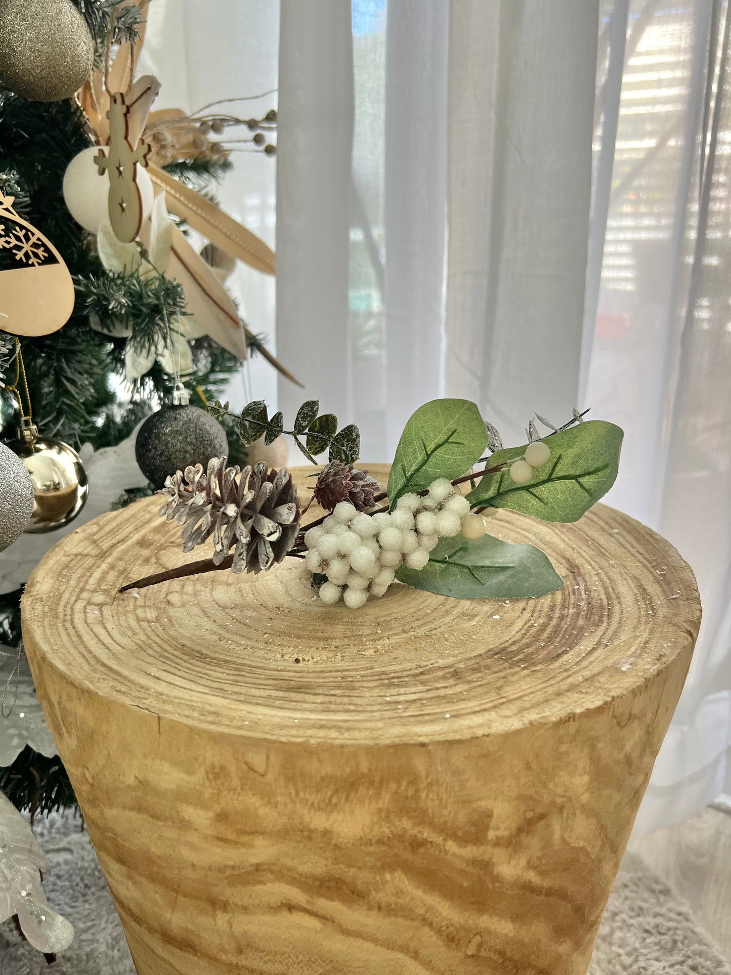 Snowy Berry Spray with Pinecones - Christmas