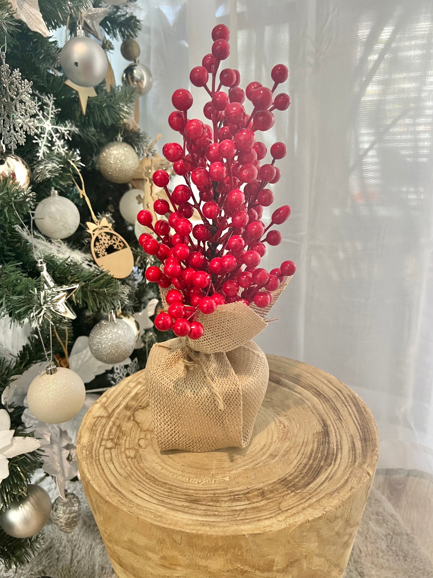 Red Berry Tree in Burlap Pot - Christmas