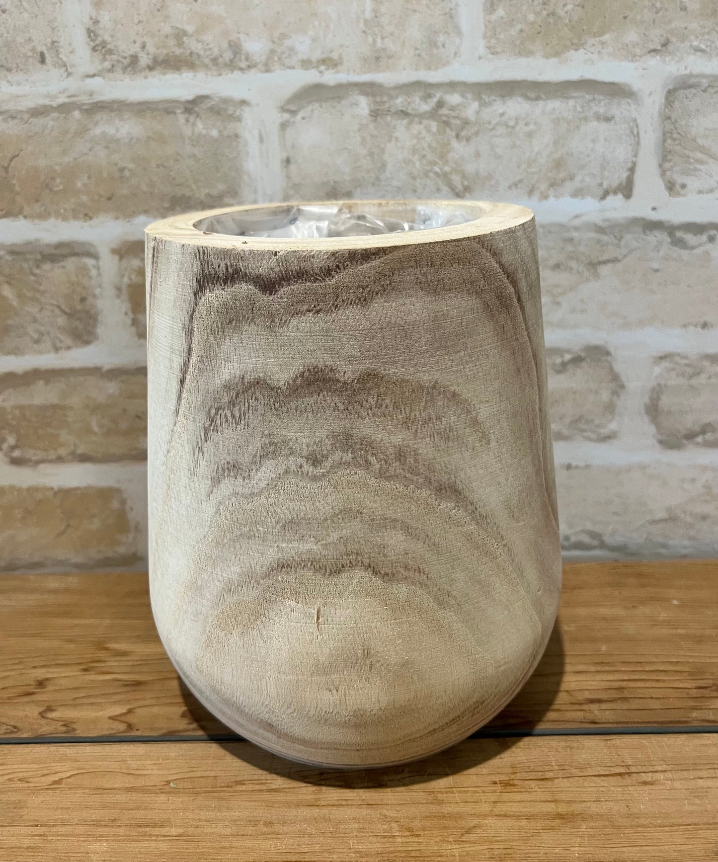 Wooden Belly Pot Planter Natural