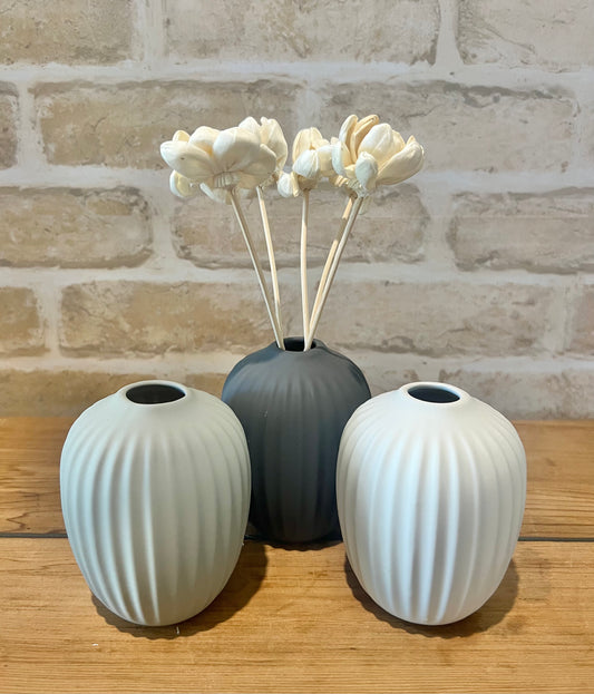 Ribbed Ceramic Vase 3 Colours