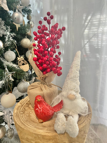 Red Berry Tree in Burlap Pot - Christmas